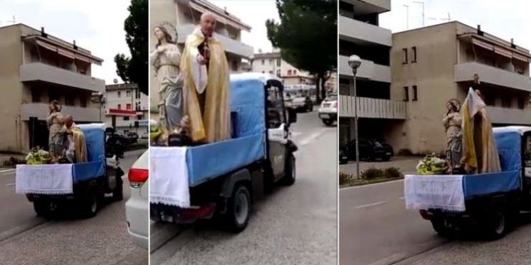 (VIDEO) Svećenik iz Italije dosjetio se kako zaskočiti korona virus; Izlazi na ulice, moli krunicu, propovijeda i blagoslivlja iz malog kamiona
