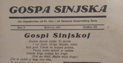 Pronađena molitva Gospi Sinjskoj iz 1933. godine
