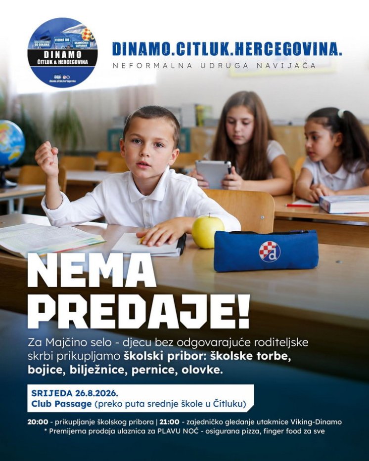 Navijači Dinama iz Brotnja organiziraju humanitarnu akciju za djecu iz Majčina sela